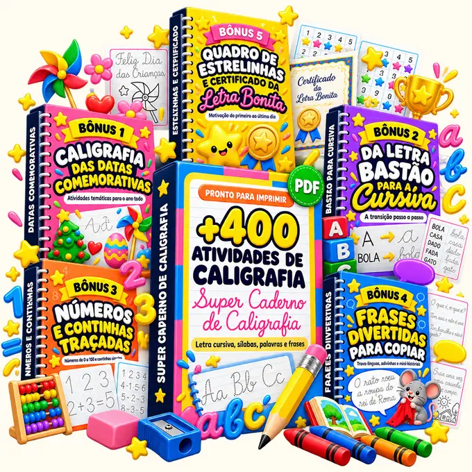 Super Caderno de Caligrafia com os 5 bônus