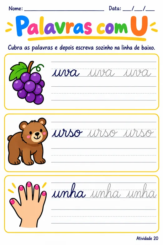 Página de exemplo do Super Caderno de Caligrafia