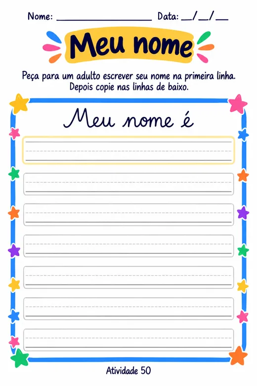 Página de exemplo do Super Caderno de Caligrafia