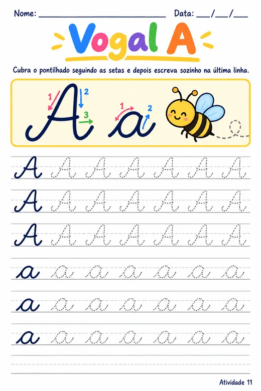 Página de exemplo do Super Caderno de Caligrafia