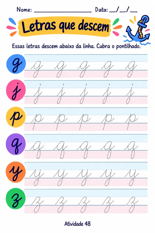 Página de exemplo do Super Caderno de Caligrafia