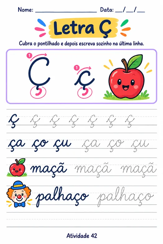 Página de exemplo do Super Caderno de Caligrafia